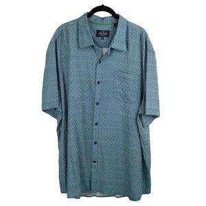 Nat Nast 100% Silk Button Down Shirt XL Blue Short Sleeve Luxe‎ Lounge